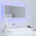 Lustro łazienkowe z LED, białe, 90x8,5x37 cm, akryl