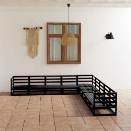 9-cz. zestaw wypoczynkowy do ogrodu, czarny, drewno sosnowe