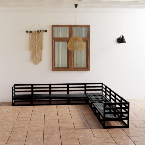 9-cz. zestaw wypoczynkowy do ogrodu, czarny, drewno sosnowe