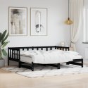 Łóżko dzienne, rozsuwane, czarne, 80x200 cm, drewno sosnowe
