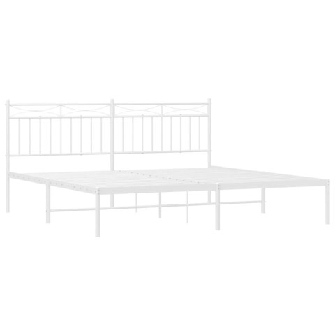 Metalowa rama łóżka z wezgłowiem, biała, 183x213 cm