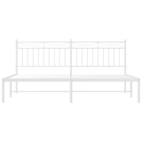 Metalowa rama łóżka z wezgłowiem, biała, 183x213 cm