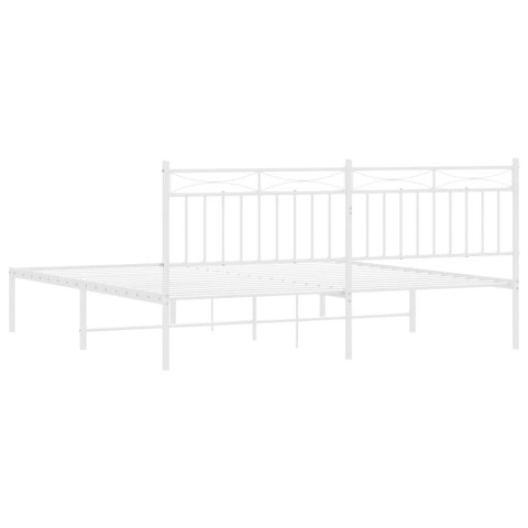 Metalowa rama łóżka z wezgłowiem, biała, 183x213 cm
