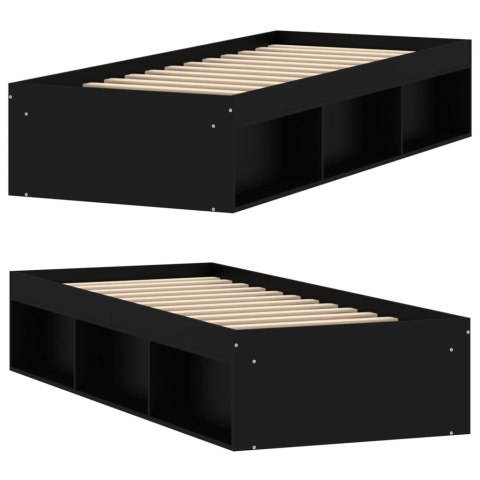 Rama łóżka, czarna, 75x190 cm, mała pojedyncza