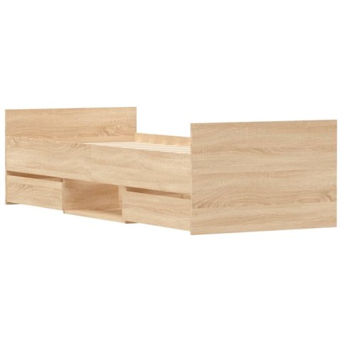 Rama łóżka z wezgłowiem i zanóżkiem, dąb sonoma, 75x190 cm