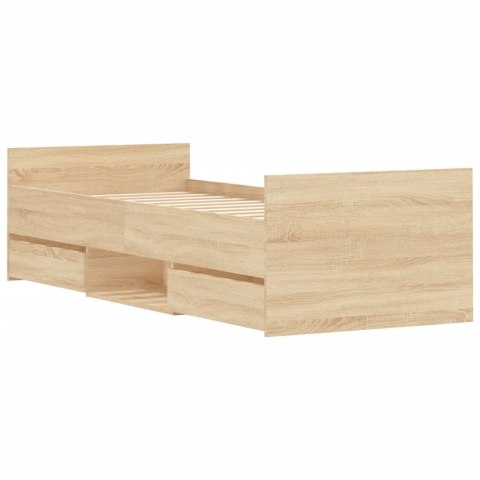 Rama łóżka z wezgłowiem i zanóżkiem, dąb sonoma, 75x190 cm