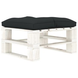 Ogrodowy stołek z palet z antracytową poduszką, drewniany
