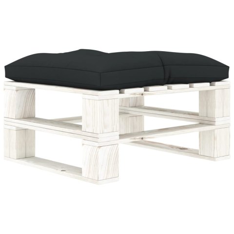 Ogrodowy stołek z palet z antracytową poduszką, drewniany