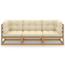 3-osobowa sofa ogrodowa z poduszkami, lite drewno sosnowe