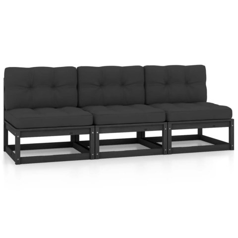 3-osobowa sofa z poduszkami, lite drewno sosnowe