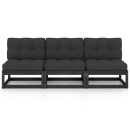 3-osobowa sofa z poduszkami, lite drewno sosnowe