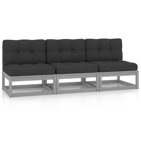 3-osobowa sofa z poduszkami, lite drewno sosnowe