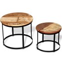 Dwa stoliki do kawy z odzyskanego drewna, okrągłe, 40 i 50 cm