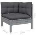 3-osobowa sofa ogrodowa z antracytowymi poduszkami, sosnowa