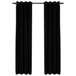 Zasłony stylizowane na lniane, 2 szt., czarne, 140x245 cm