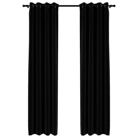 Zasłony stylizowane na lniane, 2 szt., czarne, 140x245 cm