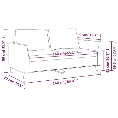 2-osobowa sofa, czarna, 140 cm, sztuczna skóra