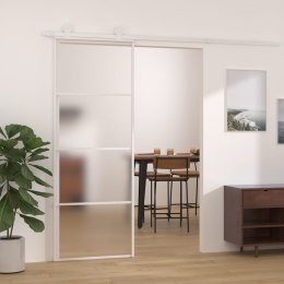 Drzwi przesuwne, matowe szkło ESG i aluminium, 76x205 cm, białe