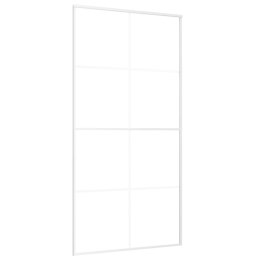 Drzwi przesuwne, szkło ESG i aluminium, 102,5x205 cm, białe