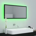 Lustro łazienkowe z LED, czarne, 90x8,5x37 cm, akryl