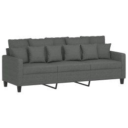 Sofa 3-osobowa, ciemnoszara, 180 cm, tapicerowana tkaniną