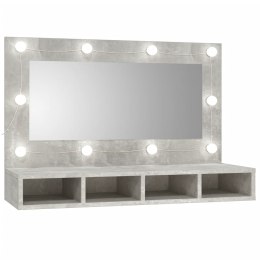 Szafka z lustrem i oświetleniem LED, szary beton, 90x31,5x62 cm