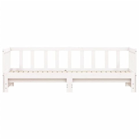 Łóżko dzienne rozsuwane, białe, 90x200 cm, lite drewno sosnowe