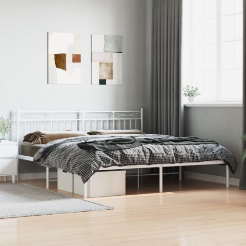 Metalowa rama łóżka z wezgłowiem, biała, 180x200 cm