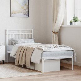 Metalowa rama łóżka z wezgłowiem, biała, 80x200 cm