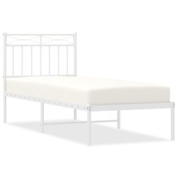 Metalowa rama łóżka z wezgłowiem, biała, 80x200 cm