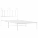 Metalowa rama łóżka z wezgłowiem, biała, 90x200 cm