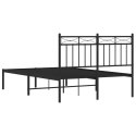 Metalowa rama łóżka z wezgłowiem, czarna, 120x190 cm
