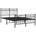 Metalowa rama łóżka z wezgłowiem i zanóżkiem, czarna, 120x190cm
