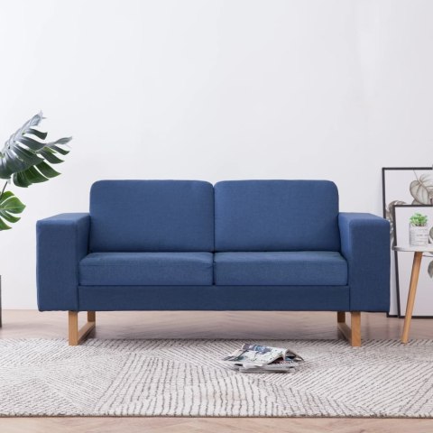 2-osobowa sofa tapicerowana tkaniną, niebieska