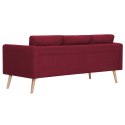 Sofa 3-osobowa, tapicerowana tkaniną, kolor czerwonego wina