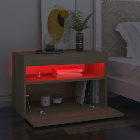 Szafka nocna z oświetleniem LED, dąb sonoma, 60x35x40 cm, płyta