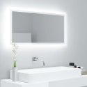Lustro łazienkowe LED, wysoki połysk, białe, 90x8,5x37cm, akryl