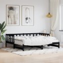 Łóżko dzienne rozsuwane, czarne, 90x200 cm, lite drewno sosnowe