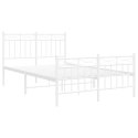 Metalowa rama łóżka z wezgłowiem i zanóżkiem, biała, 120x200 cm