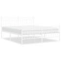 Metalowa rama łóżka z wezgłowiem i zanóżkiem, biała, 160x200 cm