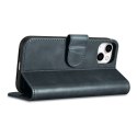 2w1 etui skórzany pokrowiec z klapką iPhone 14 Anti-RFID Oil Wax Wallet Case niebieski