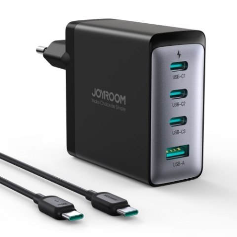 Ładowarka sieciowa GaN z kablem USB-C 3x USB-C USB-A 100W czarna