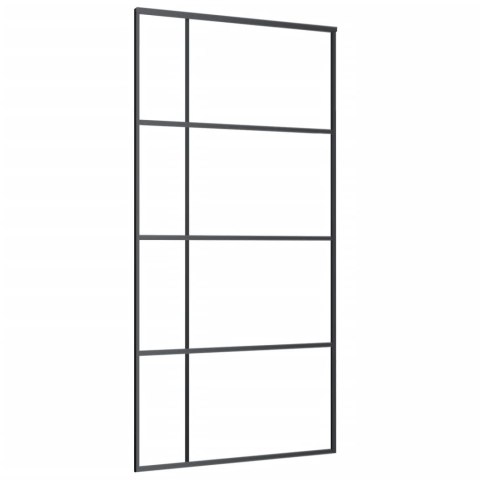 Drzwi przesuwne, szkło ESG i aluminium, 102,5x205 cm, czarne