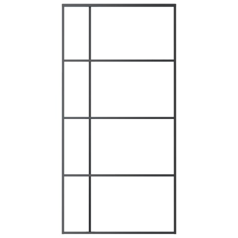 Drzwi przesuwne, szkło ESG i aluminium, 102,5x205 cm, czarne