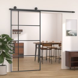 Drzwi przesuwne, szkło ESG i aluminium, 102,5x205 cm, czarne