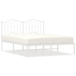 Metalowa rama łóżka z wezgłowiem, biała, 135x190 cm