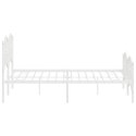 Metalowa rama łóżka z wezgłowiem i zanóżkiem, biała, 140x190 cm