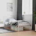 Metalowa rama łóżka z wezgłowiem i zanóżkiem, biała, 80x200 cm