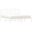 Metalowa rama łóżka z wezgłowiem, biała, 183x213 cm