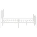 Metalowa rama łóżka z wezgłowiem i zanóżkiem, biała, 180x200 cm